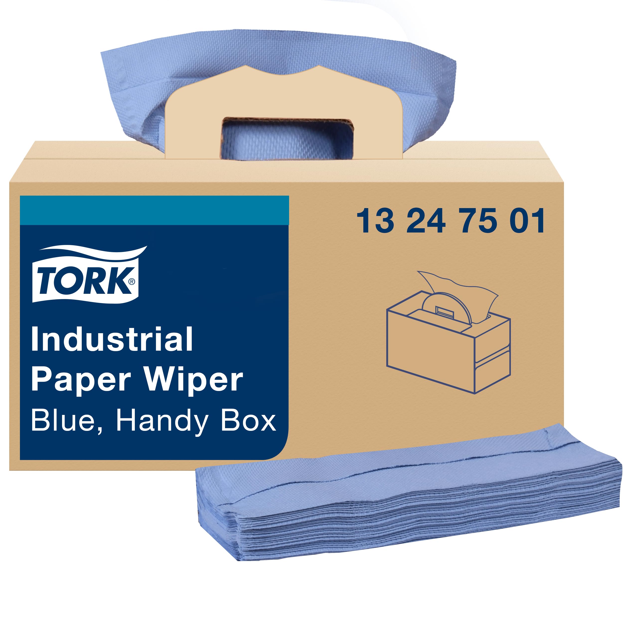ECOLOGO Tork Industrial Paper Wiper Blue 4-Ply Handy Box W7 1x180 Feet 
| ECOLOGO Tork Blue Paper Wipers Handy Box W7 4